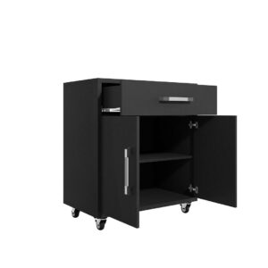 Manhattan Comfort Eiffel 28.35" Mobile Garage Storage Cabinet with 1 Drawer in Black Matte