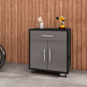 Manhattan Comfort Eiffel 28.35" Mobile Garage Storage Cabinet with 1 Drawer in Grey Gloss