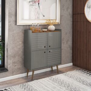 Manhattan Comfort Bogart 45.5" Mid-Century Modern Accent Cabinet in Grey and Nature