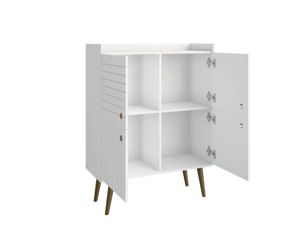 Manhattan Comfort Bogart 45.5" Mid-Century Modern Accent Cabinet in White and Nature