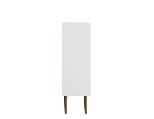 Manhattan Comfort Bogart 45.5" Mid-Century Modern Accent Cabinet in White and Nature