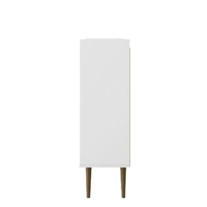 Manhattan Comfort Bogart 45.5" Mid-Century Modern Accent Cabinet in White and Nature