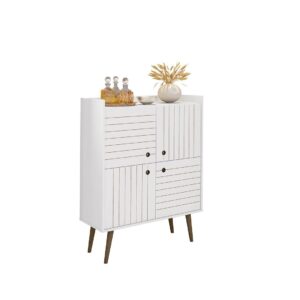 Manhattan Comfort Bogart 45.5" Mid-Century Modern Accent Cabinet in White and Nature