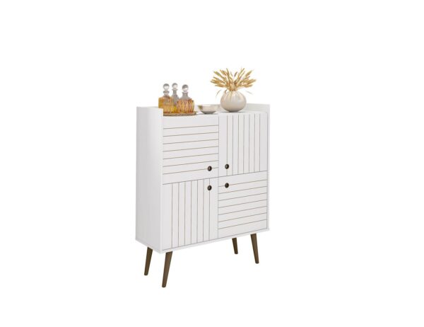 Manhattan Comfort Bogart 45.5" Mid-Century Modern Accent Cabinet in White and Nature