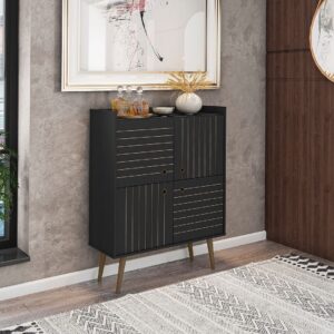 Manhattan Comfort Bogart 45.5" Mid-Century Modern Accent Cabinet in Black and Nature