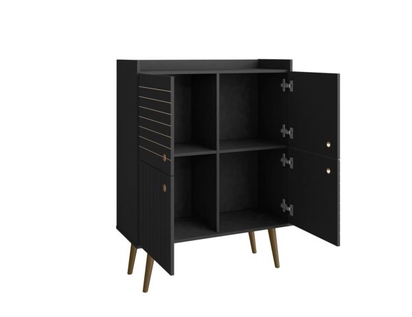 Manhattan Comfort Bogart 45.5" Mid-Century Modern Accent Cabinet in Black and Nature