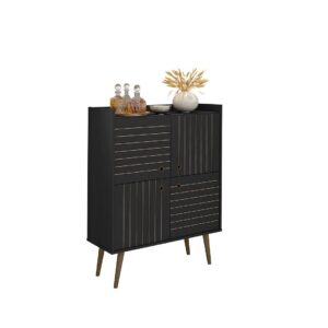 Manhattan Comfort Bogart 45.5" Mid-Century Modern Accent Cabinet in Black and Nature