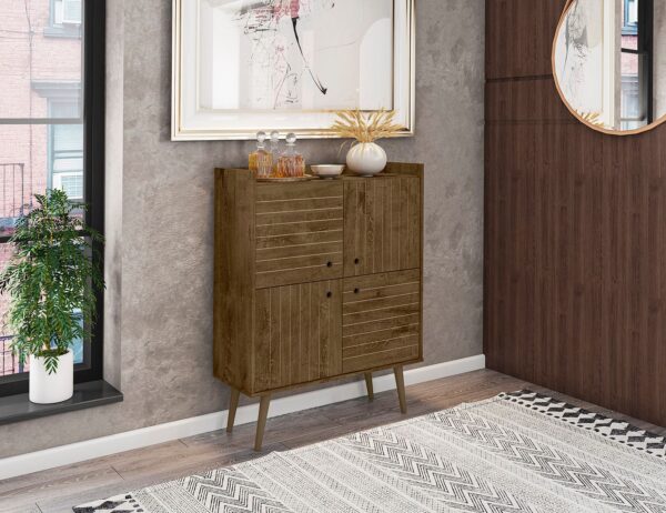 Manhattan Comfort Bogart 45.5" Mid-Century Modern Accent Cabinet in Rustic Brown and Nature