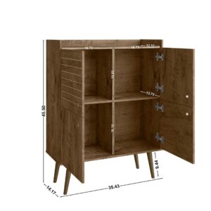 Manhattan Comfort Bogart 45.5" Mid-Century Modern Accent Cabinet in Rustic Brown and Nature