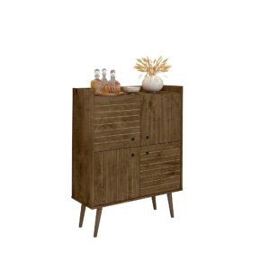 Manhattan Comfort Bogart 45.5" Mid-Century Modern Accent Cabinet in Rustic Brown and Nature