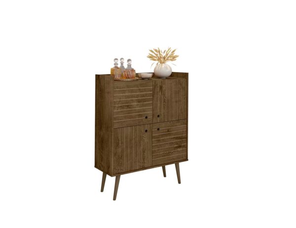 Manhattan Comfort Bogart 45.5" Mid-Century Modern Accent Cabinet in Rustic Brown and Nature