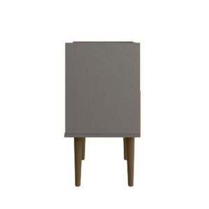 Manhattan Comfort Bogart Mid-Century Modern Nightstand in Grey and Nature