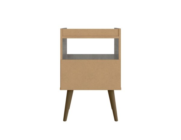 Manhattan Comfort Bogart Mid-Century Modern Nightstand in Grey and Nature