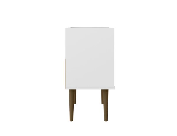 Manhattan Comfort Bogart Mid-Century Modern Nightstand in White and Nature