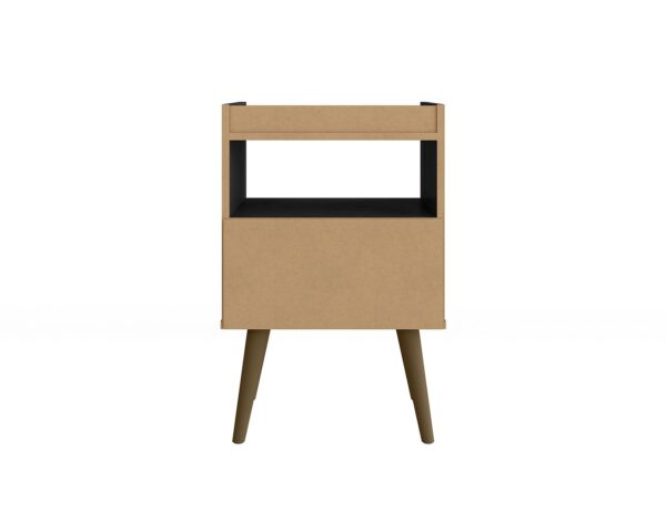 Manhattan Comfort Bogart Mid-Century Modern Nightstand in Black and Nature