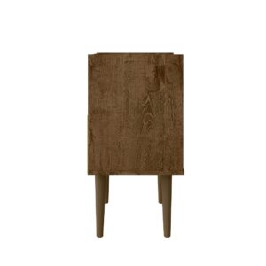 Manhattan Comfort Bogart Mid-Century Modern Nightstand in Rustic Brown and Nature