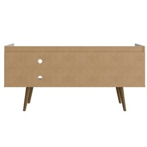 Manhattan Comfort Bogart 53.54" Mid-Century Modern TV Stand in Off-White and Nature