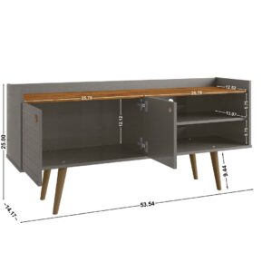 Manhattan Comfort Bogart 53.54" Mid-Century Modern TV Stand in Grey and Nature