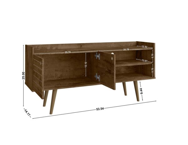 Manhattan Comfort Bogart 53.54" Mid-Century Modern TV Stand in Rustic Brown and Nature