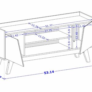 Manhattan Comfort Mid-Century Modern Marcus 53.14 TV Stand with Solid Wood Legs in Grey and Nature