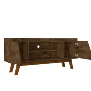 Manhattan Comfort Mid-Century Modern Marcus 53.14 TV Stand with Solid Wood Legs in  Rustic Brown