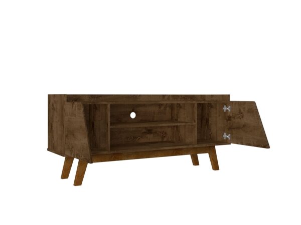 Manhattan Comfort Mid-Century Modern Marcus 53.14 TV Stand with Solid Wood Legs in  Rustic Brown