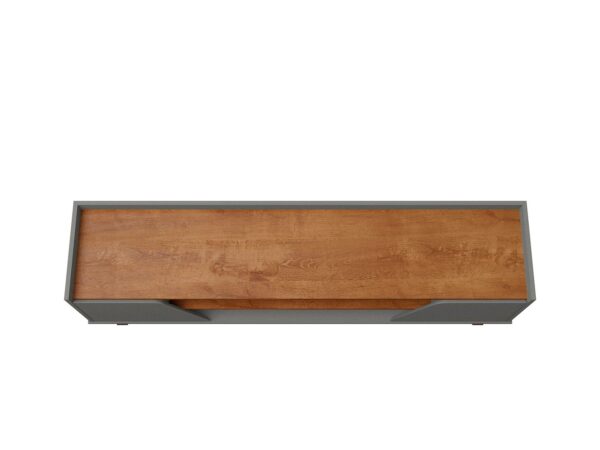 Manhattan Comfort Mid-Century Modern Marcus 62.99 TV Stand with Solid Wood Legs in Grey and Nature