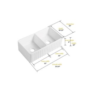 Altair 261033-KDS Cremona 33 Inch Farmhouse Double Kitchen Sink