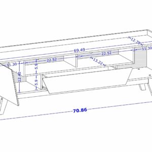 Manhattan Comfort Mid-Century Modern Marcus 70.86 TV Stand with Solid Wood Legs in Greige and Nature
