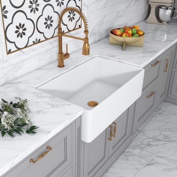 Altair 271033-KS Trento 33 Inch Rectangular Ceramic Vessel Bathroom Sink - Glossy White