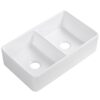 Altair 281032-KDS Trieste 32 Inch Rectangular Ceramic Vessel Double Bowl Bathroom Sink - Glossy White