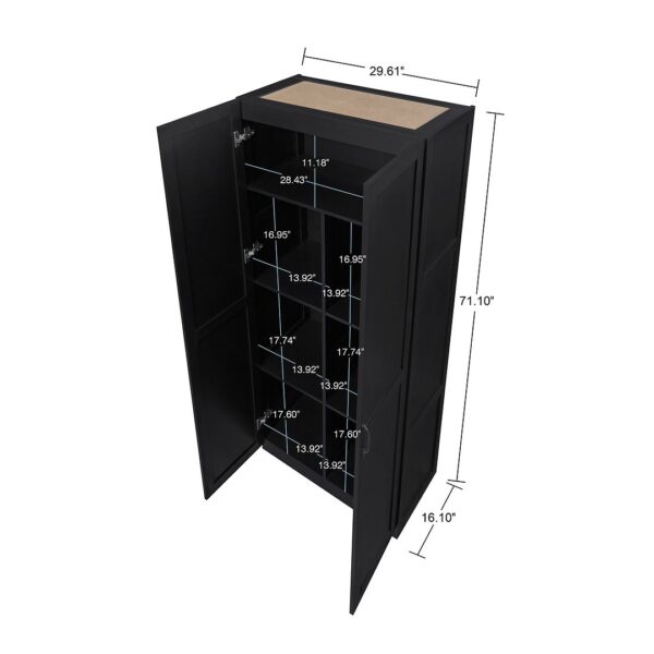 Manhattan Comfort Hopkins Modern Freestanding Storage Closet with 7 Shelves in Black