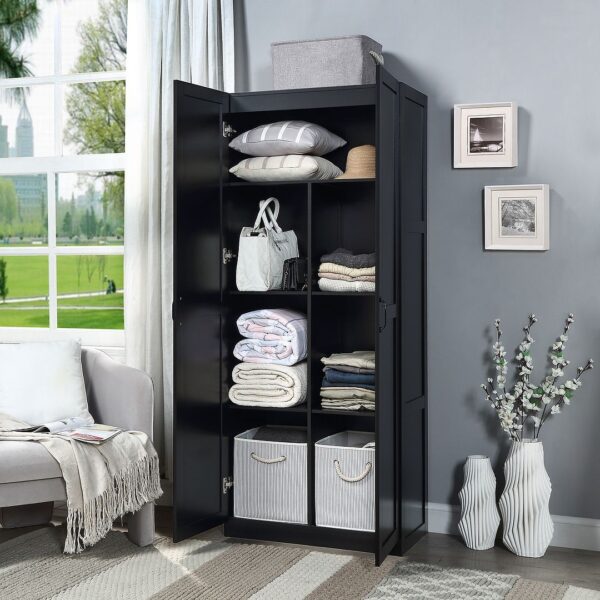 Manhattan Comfort Hopkins Modern Freestanding Storage Closet with 7 Shelves in Black