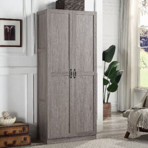 Manhattan Comfort Hopkins Modern Freestanding Storage Closet with 7 Shelves in Grey