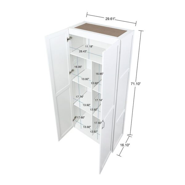 Manhattan Comfort Hopkins Modern Freestanding Storage Closet with 7 Shelves in White