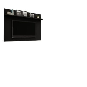 Manhattan Comfort Tribeca 53.94 Mid-Century Modern TV Panel with Overhead D?cor Shelf in Black