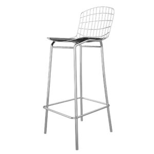 Manhattan Comfort Madeline 41.73" Barstool, Set of 3 in Silver and Black