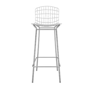 Manhattan Comfort Madeline 41.73" Barstool, Set of 3 in Silver and White