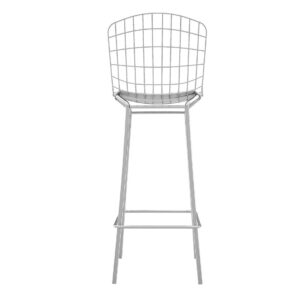 Manhattan Comfort Madeline 41.73" Barstool, Set of 3 in Silver and White