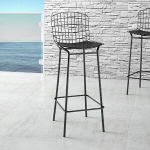 Manhattan Comfort Madeline 41.73" Barstool with Seat Cushion in Black