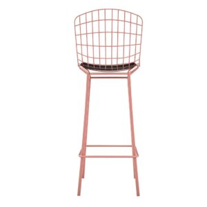 Manhattan Comfort Madeline 41.73" Barstool, Set of 3 with Seat Cushion in Rose Pink Gold and Black