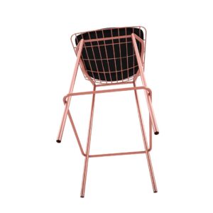 Manhattan Comfort Madeline 41.73" Barstool, Set of 3 with Seat Cushion in Rose Pink Gold and Black