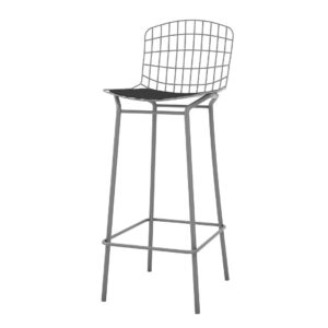 Manhattan Comfort Madeline 41.73" Barstool, Set of 3 with Seat Cushion in Charcoal Grey and Black