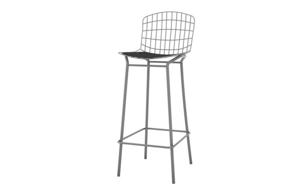 Manhattan Comfort Madeline 41.73" Barstool, Set of 3 with Seat Cushion in Charcoal Grey and Black