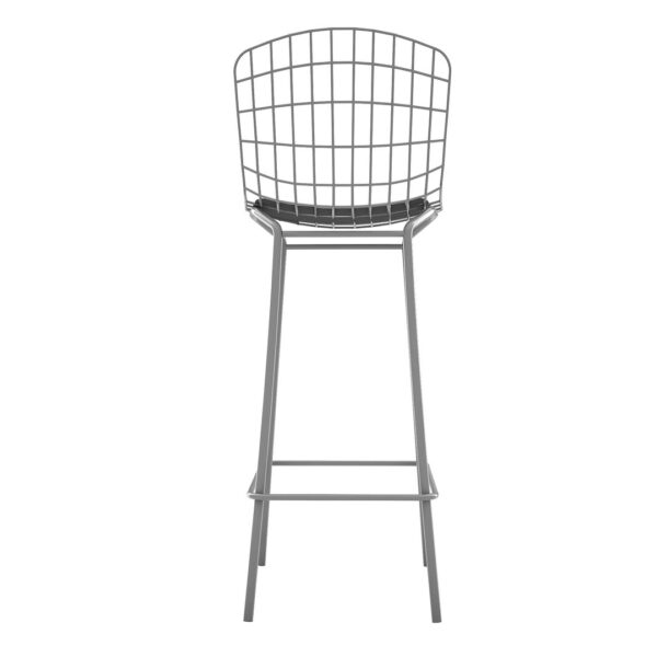 Manhattan Comfort Madeline 41.73" Barstool, Set of 3 with Seat Cushion in Charcoal Grey and Black