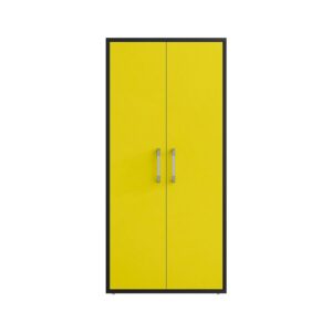 Manhattan Comfort Eiffel Storage Cabinet in Matte Black and Yellow (Set of 3)