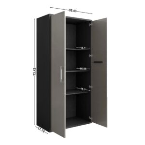 Manhattan Comfort Eiffel Storage Cabinet in Matte Black and Grey (Set of 3)