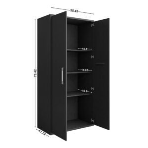 Manhattan Comfort Eiffel 3-Piece Storage Garage Set in Matte Black