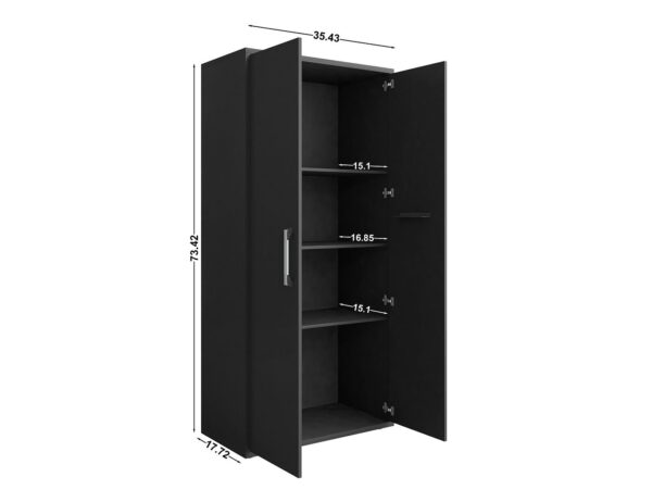 Manhattan Comfort Eiffel 3-Piece Storage Garage Set in Matte Black