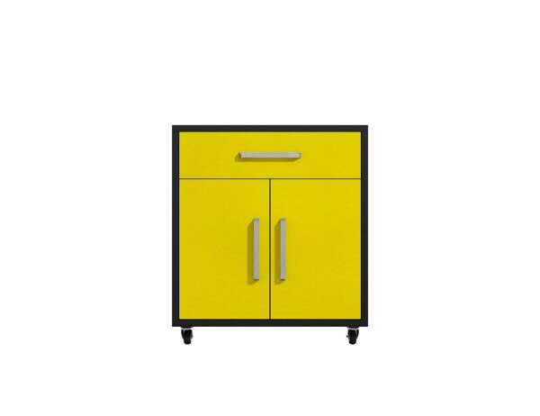 Manhattan Comfort Eiffel 3-Piece Storage Garage Set in Matte Black and Yellow